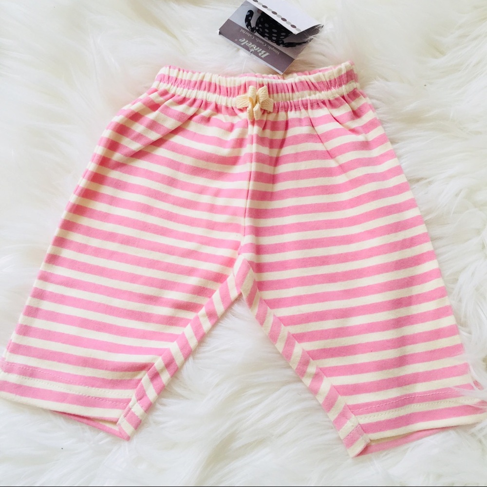 Bubele Baby Pink & Cream Stripe Pants 0-3M NWT